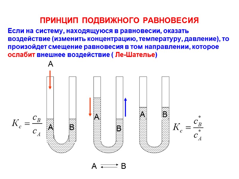 ПРИНЦИП ПОДВИЖНОГО РАВНОВЕСИЯ Если на систему, находящуюся в равновесии, оказать воздействие (изменить концентрацию, температуру,